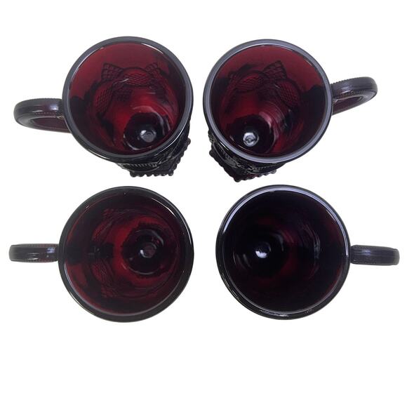 Avon Cape Cod Ruby Red 5" Footed Coffee Cup Set of 4 - Picture 3 of 5